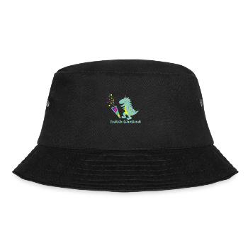 schulkind,dinosaurier,dino, endlich schulkind - Bucket Hat - Schwarz - Vorne - Lela (165cm)