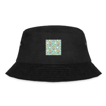 Helles Muster mit Muscheln - Bucket Hat - Schwarz - Vorne - Lela (165cm)