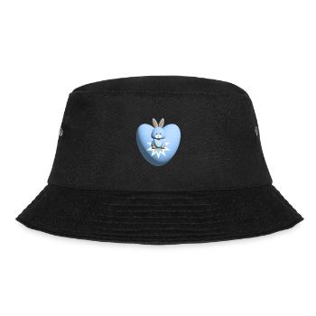 Herz mit süßem hellblauen Hase. - Bucket Hat - Schwarz - Vorne - Lela (165cm)