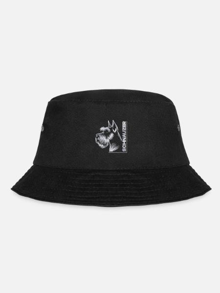 Schnauzer Portrait Drawing Head Silver - Bucket Hat - black