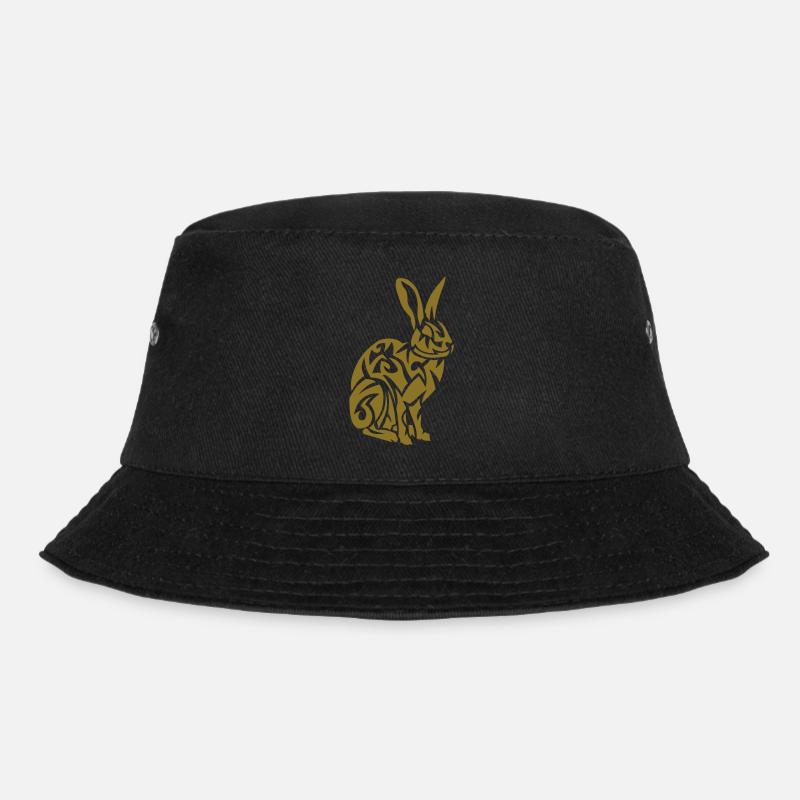 tribal rabbit hare rabbit 107 - Bucket Hat - black