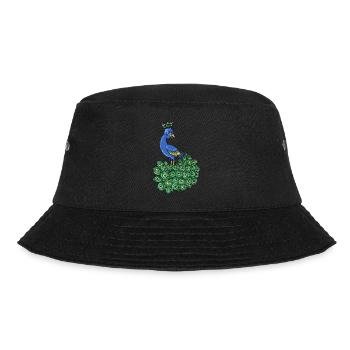 Pretty Peacock Blue Bird Animal Cartoon - Bucket Hat - black - Front - Lela (165cm)