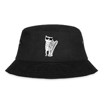 Harp Harper Harpist Musical Cat Lovers - Bucket Hat - black - Front - Lela (165cm)