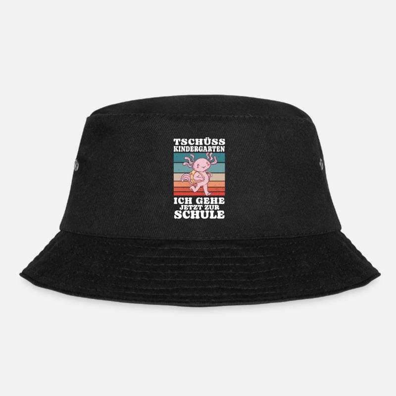 Axolots Einschulung Tschüss Kindergarten - Bucket Hat - Schwarz