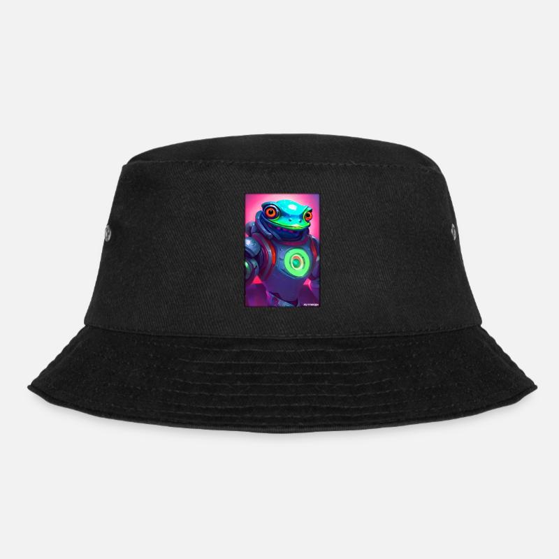Space Frog Future Cyborg Robot - Bucket Hat - black