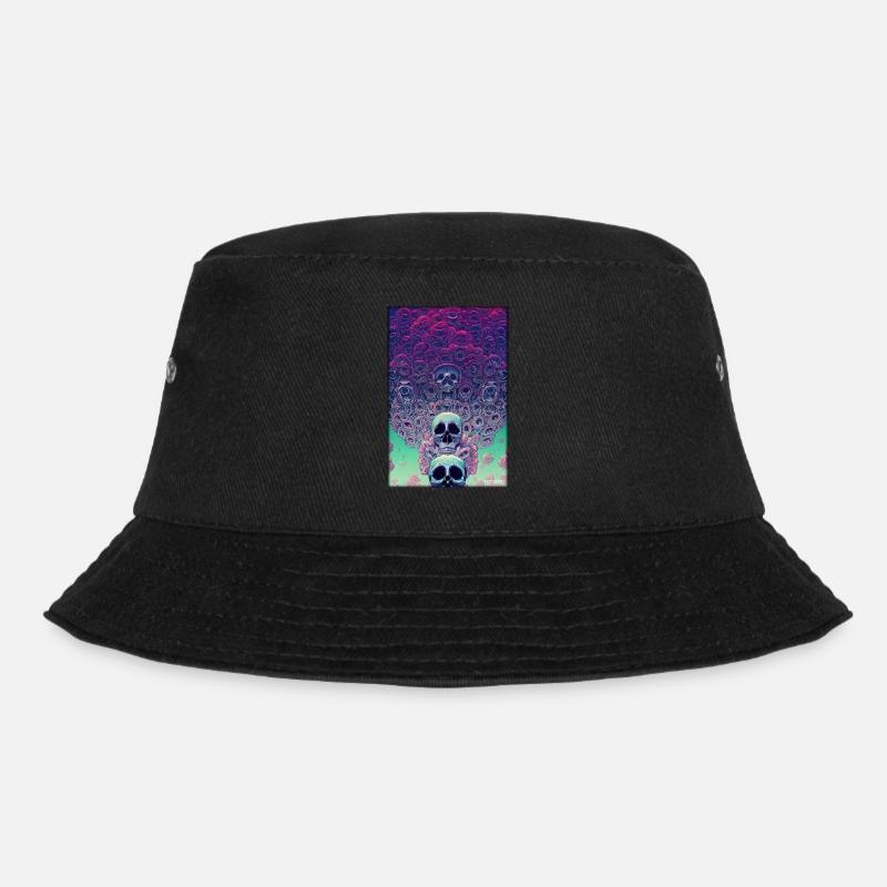 Totenschädel Blumen Rose Wolke - Bucket Hat - Schwarz