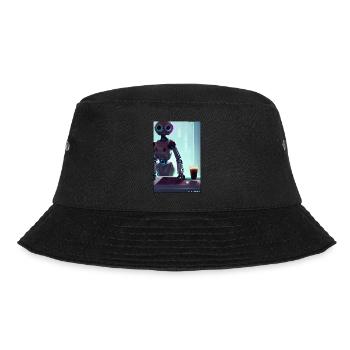 Robot Coffee Future Science Machine - Bucket Hat - black - Front - Lela (165cm)