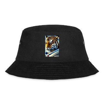 Tiger Big Cat Astronaut Future Sci-Fi Technology - Bucket Hat - black - Front - Lela (165cm)