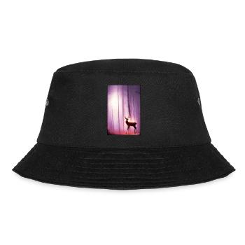 Deer Moon Moonlight Forest Winter Snow Forest Animal - Bucket Hat - black - Front - Lela (165cm)