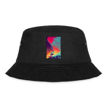Surfergirl Mädchen Frau Surfbrett Wellen Meer - Bucket Hat - Schwarz - Vorne - Lela (165cm)