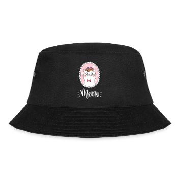 Niedliche Kawaii lustige Katze mit Blumen, die Miauen sagen - Bucket Hat - Schwarz - Vorne - Lela (165cm)