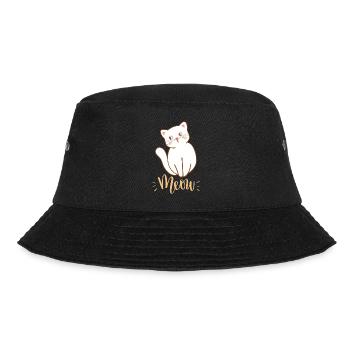 Cute Kawaii Funny Cat Saying Meow - Bucket Hat - black - Front - Lela (165cm)
