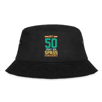 Fünfzig Fünfzigster 50 Jahre Geburtstag - Bucket Hat - Schwarz - Vorne - Lela (165cm)