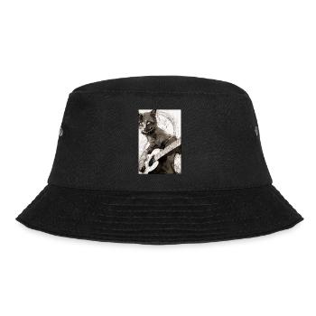Cat Guitar Pet Musician Cat Friend - Bucket Hat - black - Front - Lela (165cm)