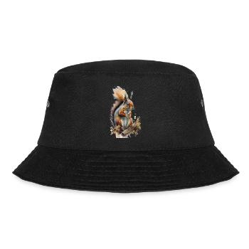 Eichhörnchen Süß Realistisch Aquarell - Bucket Hat - Schwarz - Vorne - Lela (165cm)