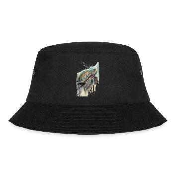 Schildkröte Aquarell Realistisch - Bucket Hat - Schwarz - Vorne - Lela (165cm)