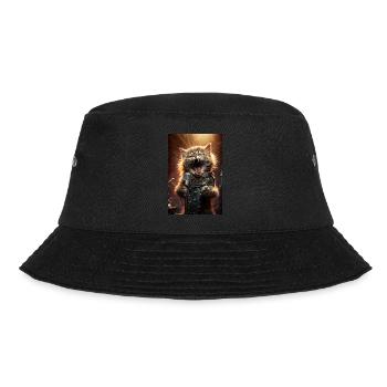 Katze Heavy Metal Sänger Rock Cool Gitarre Musik - Bucket Hat - Schwarz - Vorne - Lela (165cm)