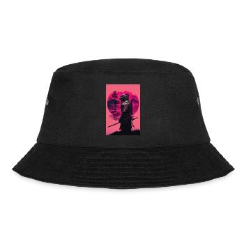 Samurai Vaporwave 80s Retro Japan Sakura 90s Anime - Bucket Hat - Schwarz - Vorne - Lela (165cm)