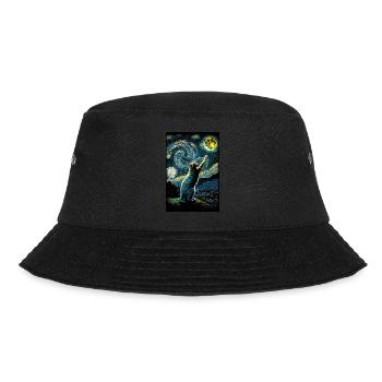 Cat Van Gogh Style Moon Stars at Night - Bucket Hat - black - Front - Lela (165cm)