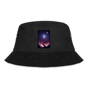 Baum Galaxy Sterne Mystisch Fantasie Polarlicht - Bucket Hat - Schwarz - Vorne - Lela (165cm)