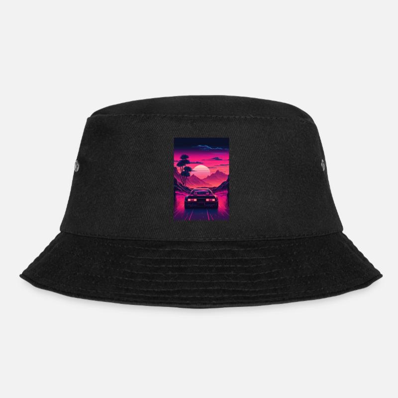 Synthwave Country Car Retro Sun Palms - Bob - noir