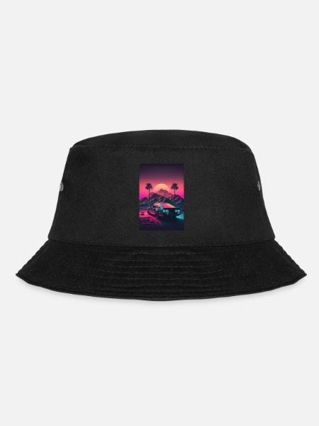 Synthwave Country Car Retro Sun Palms - Bob - noir