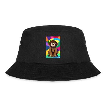 Affe Polygon Tiere Wildnis Zoo Afrika Safari - Bucket Hat - Schwarz - Vorne - Lela (165cm)