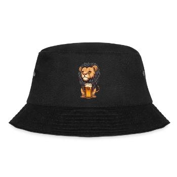 Cute Lion with Beer - Bucket Hat - black - Front - Lela (165cm)