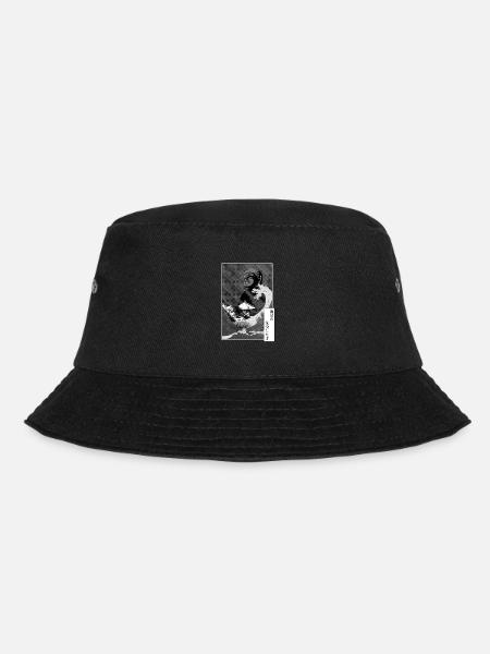 Buddha and tsunami on a temple - Bucket Hat - black