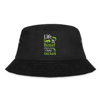 Geckos Echse Terrarium - Bucket Hat - Schwarz - Vorne - Lela (165cm)
