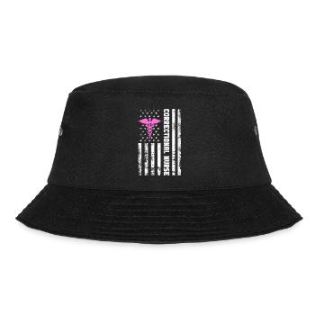 Correctional Nurse - American Flag Prison Nurse - Bucket Hat - black - Front - Lela (165cm)