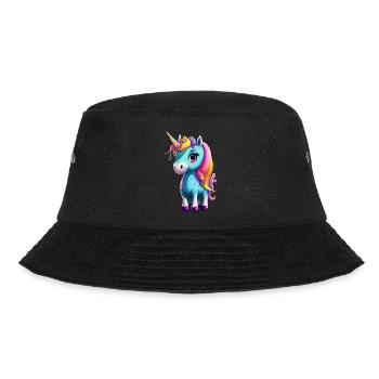 Einhorn / Unicorn Design - Bucket Hat - Schwarz - Vorne - Lela (165cm)