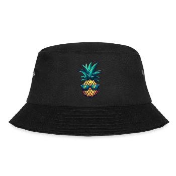 Cooler Ananas-Hingucker: Südfrucht mit Stil - Bucket Hat - Schwarz - Vorne - Lela (165cm)
