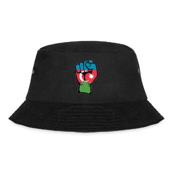 Aserbaidschan Flagge Faust Hand Symbol - Bucket Hat - Schwarz - Vorne - Lela (165cm)