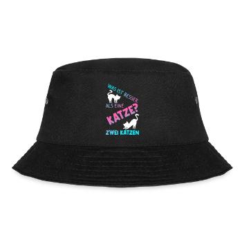 Was Ist Besser Als Eine Katze Zwei Katzen Kater Ka - Bucket Hat - Schwarz - Vorne - Lela (165cm)