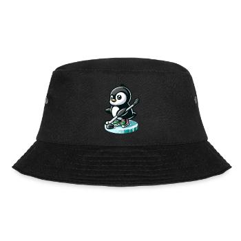 Pinguin Eishockeyspieler mit Puck und - Bucket Hat - Schwarz - Vorne - Lela (165cm)