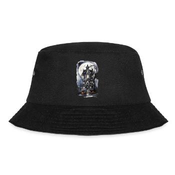 Witch House Full Moon Bat Spell Pumpkin Art - Bucket Hat - black - Front - Lela (165cm)