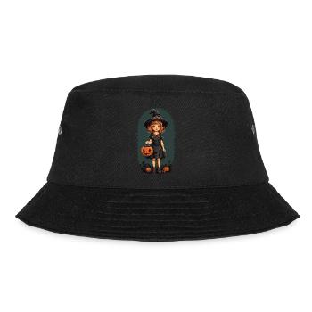 Vintage Halloween Hexe Kürbis Retro Design - Bucket Hat - Schwarz - Vorne - Lela (165cm)