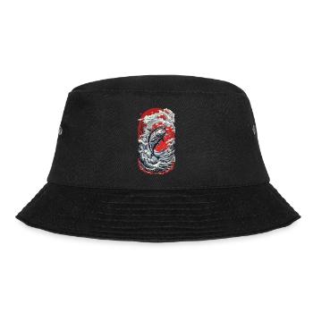 Japan Tunfisch Angeln Ukiyo-E Wellen Kunst - Bucket Hat - Schwarz - Vorne - Lela (165cm)