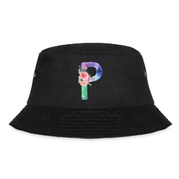 Letter P watercolor - Bucket Hat - black - Front - Lela (165cm)