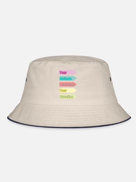 Deine Einstellung bestimmt deine Richtung - Bucket Hat - Natur/Navy - Vorne