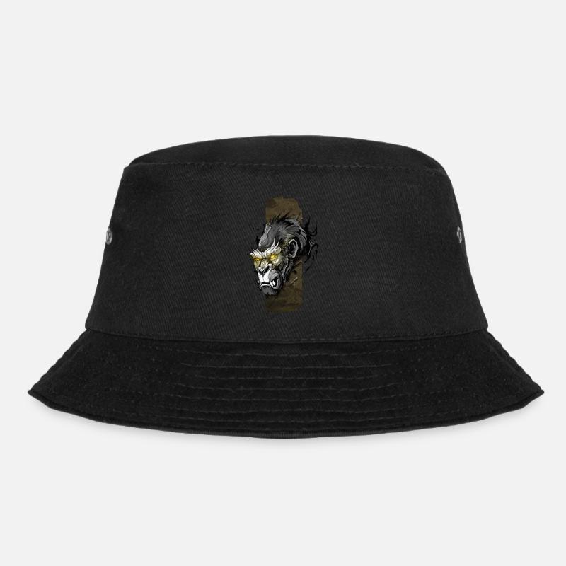 Majestätischer Silberrücken: Blick aus Gold - Bucket Hat - Schwarz