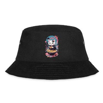 Cat Goth Pastel Ramen Noodle Soup Kawaii - Bucket Hat - black - Front - Lela (165cm)