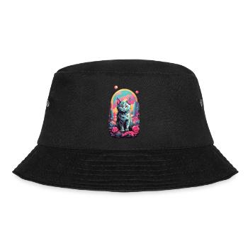Magische Pastell Goth Katze mit Rosen Design - Bucket Hat - Schwarz - Vorne - Lela (165cm)