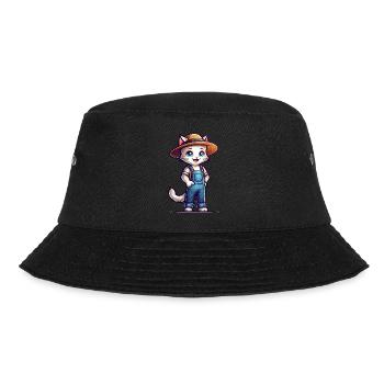 Cute Cat Farmer - Bucket Hat - Schwarz - Vorne - Lela (165cm)
