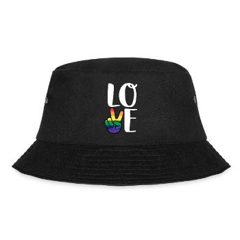 Vintage Liebe gewinnen Regenbogen Peace-Zeichen Stolz Lesbe - Bucket Hat - Schwarz - Vorne - Lela (165cm)