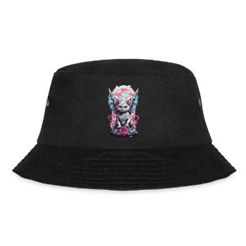 Geflügelte Goth Katze Pastell Gothic Aesthetic - Bucket Hat - Schwarz - Vorne - Lela (165cm)