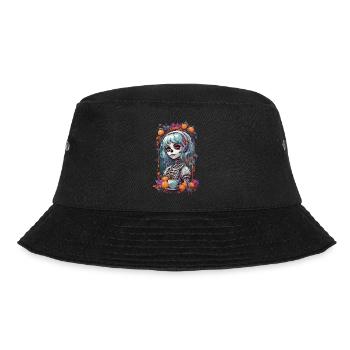 Goth e-Girl Skull Dia de Muertos Kaffee Design - Bucket Hat - Schwarz - Vorne - Lela (165cm)