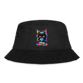 Chat kawaii - Coulures multicolores stay pawsitive - Bob - noir - Devant - Lela (165cm)