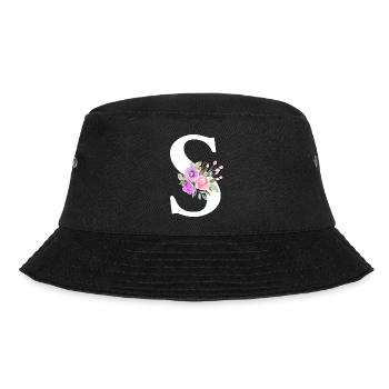 Purple Floral Letter S - Bucket Hat - black - Front - Lela (165cm)